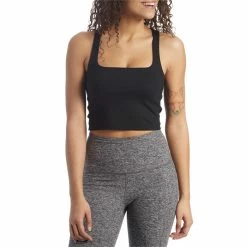 Cheap 🌟 Beyond Yoga Heather Rib Square Neck Cropped Tank - 👩 Women's 🎁